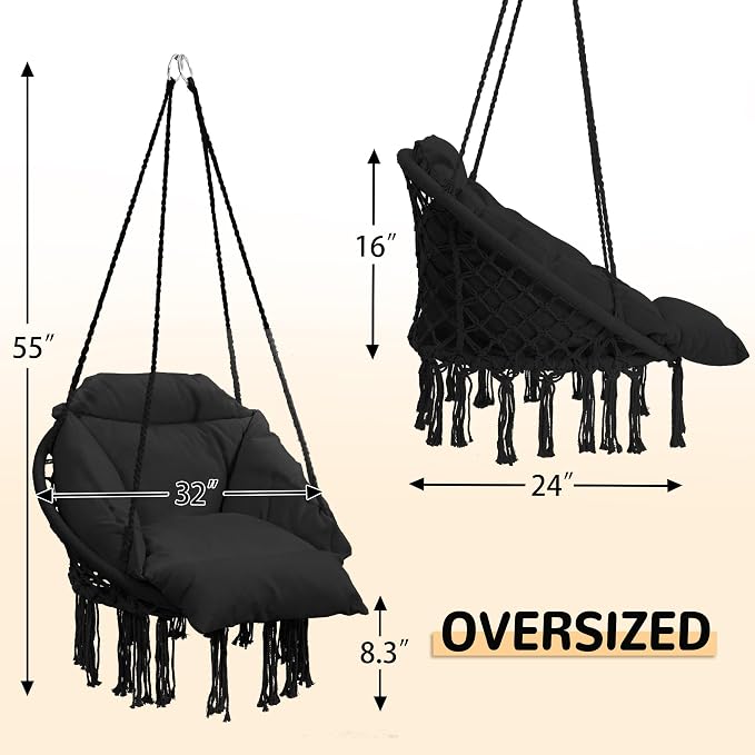 Macrame Hammock Hanging Swinging Chair - Image 6