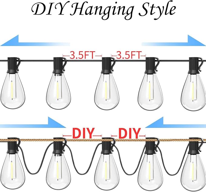 60FT Outdoor String Lights S11 LED Patio - Image 6