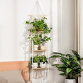 Bamworld Plant Wall Shelf Boho Plant Stand Window Plant Shelf 3 Tier Macrame by Bamworld