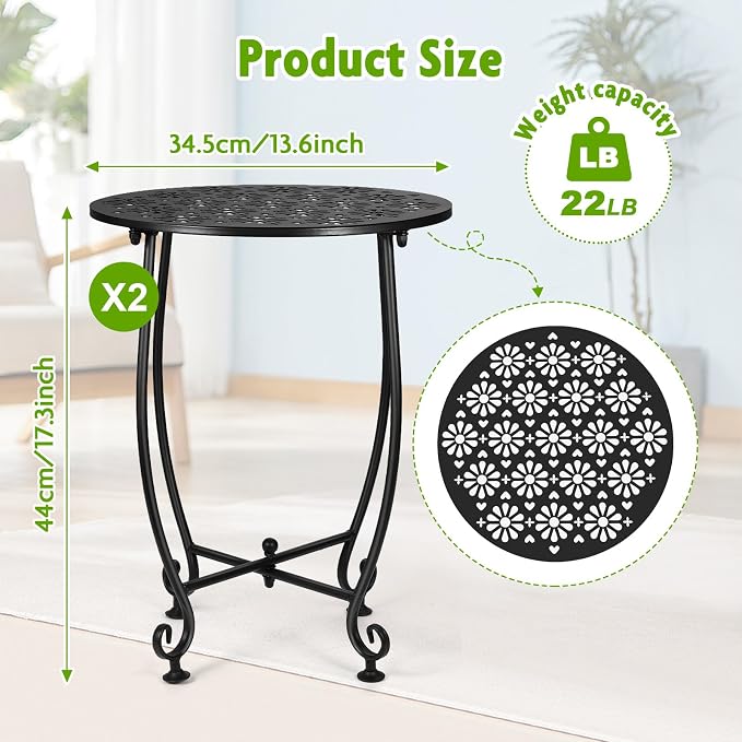 2 Pack 14 Inch Outdoor Side Table - Image 4