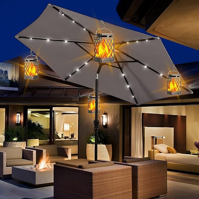 TomCare Solar Lights Outdoor Flickering Flame Solar Lantern Outdoor Hanging - Image 6