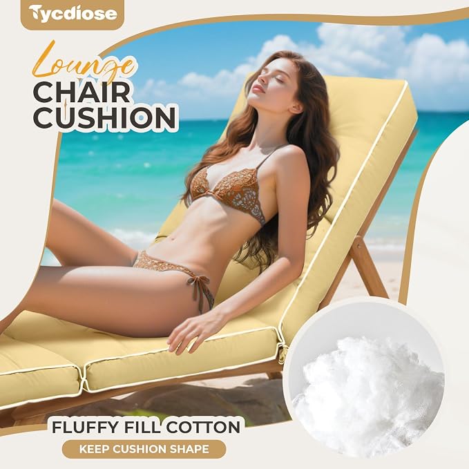 Outdoor Chaise Lounge Chair Cushion, Waterproof Non-Slip Patio Chaise Lounge - Image 3