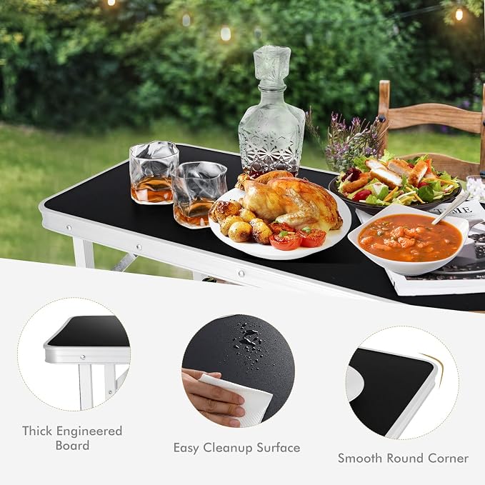 COSTWAY Folding Picnic Camping Table, Portable Lightweight Aluminum Table - Image 8