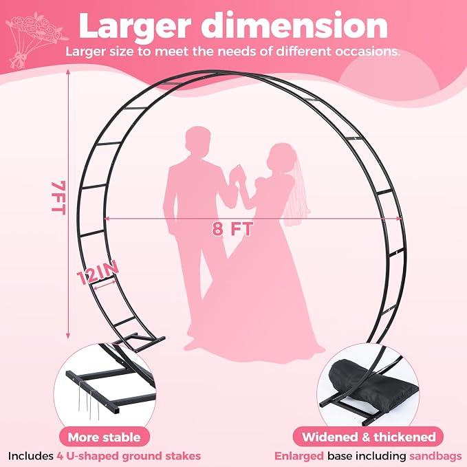Large Metal Garden Arch Trellis, Wedding Arch. 8*7Ft. 19mm Heavy-duty Pipe - Image 2