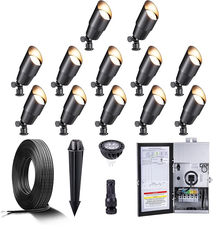 Gardenreet Black Solid Brass 12V LED Landscape Lighting Kit by Gardenreet