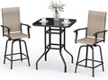 3-Piece Patio Bar Set with Textilene Swivel Bar Stools, All-Weather Bar Height by BUPPLEE