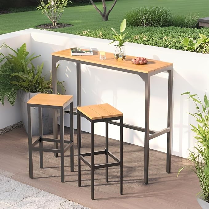 AECOJOY 6 Piece Patio Bar Set, Patio Bar Height Table and Chairs Set 47" - Image 3