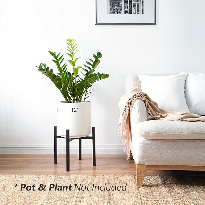 Mkono Mid Century Modern Tall Metal Indoor Plant Stand - Image 3