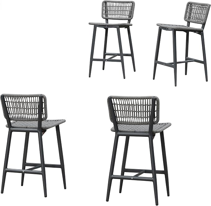 PURPLE LEAF Patio Counter Height Bar Stools Set of 4 Metal Bar Chairs by PURPLELEAF