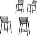 PURPLE LEAF Patio Counter Height Bar Stools Set of 4 Metal Bar Chairs by PURPLELEAF
