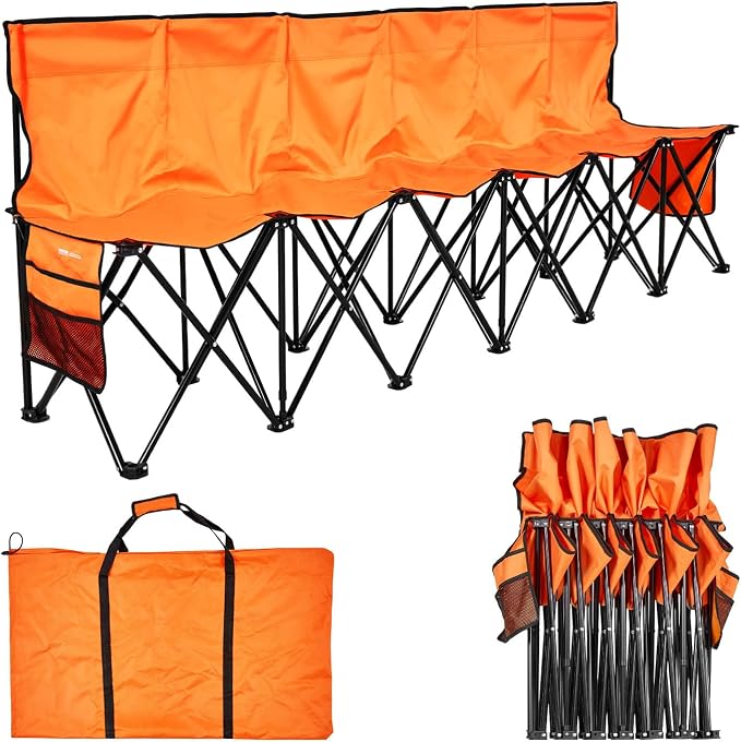 VEVOR Portable Folding Bench, 6 Seat Foldable Soccer Bench by VEVOR