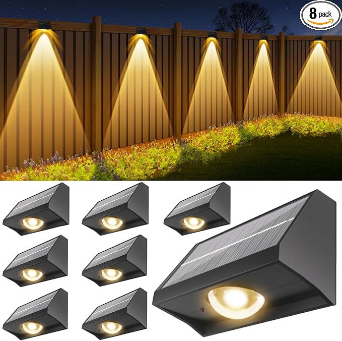 Solar Fence Lights Outdoor Waterproof High Brightness LED Spot Lens Deck Lights by SenLuKit