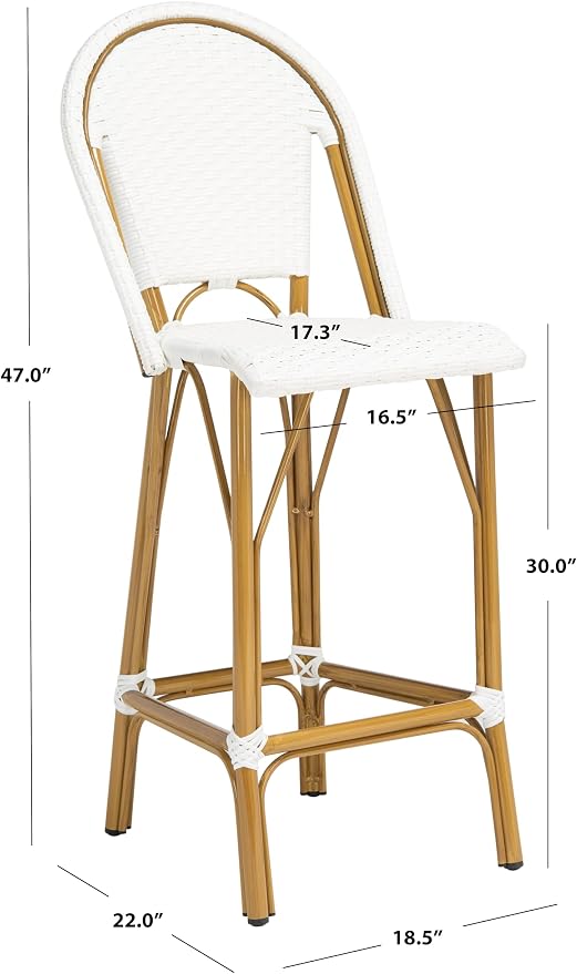 Safavieh PAT4008C Outdoor Collection Ford White French Bistro 30-inch Bstro Bar - Image 3