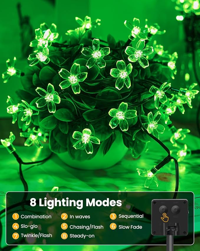Brightown 60 LED Flower Solar Lights String Outdoor Waterproof Fairy Lights - Image 2