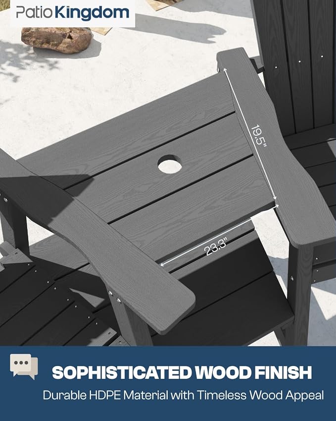 Grey HDPE Tall Adirondack Chair Set of 2 - Image 5