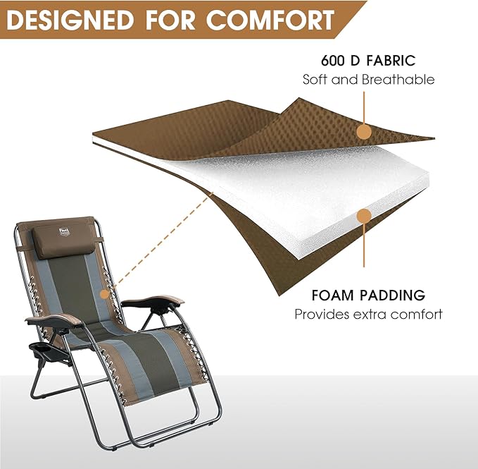 Timber Ridge Oversized Zero Gravity Chair, Padded Reclining Lounge Chair - Image 4