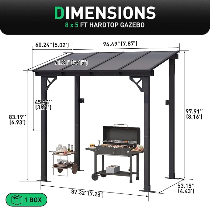 Aoxun 8' x 5' Pergola for Patio, Gazebo - Image 7