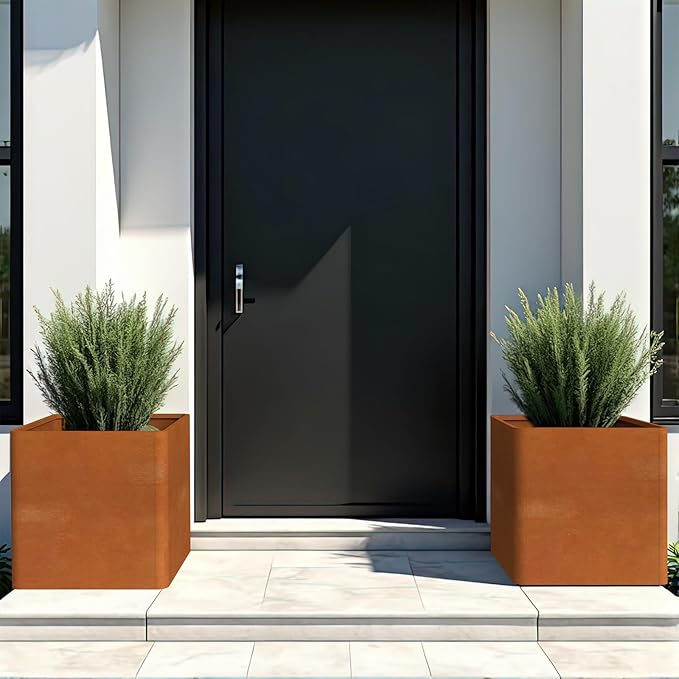 Corten Steel Planter Box 20" L x 20" W x 20" H, Large Metal Square Planter - Image 6