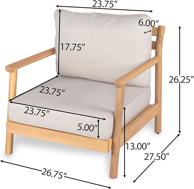 Christopher Knight Home Jorine Patio Chat Set, Acacia Wood Accent Chair - Image 2