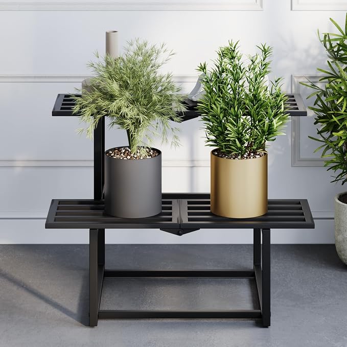 Metal Plant Stand, Foldable Heavy Duty Indoor, Window Iron Plant Shelf by HomecourtyardsInterio