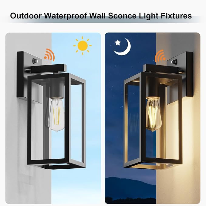Kalium Dusk to Dawn Porch Outdoor Light, Wall Light Fixtures Waterproof - Image 3