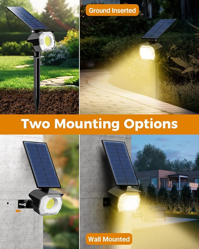 btfarm 4 Pack Solar Spot Lights Outdoor Waterproof IP65-1000LM 52 LED Solar - Image 7