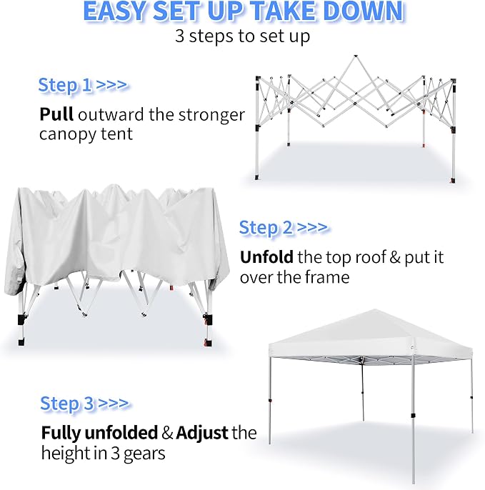 Pop Up Canopy Tent 8X8 FT, Easy Set-up Sade, Instant Shelter w/Canopy Cover - Image 4