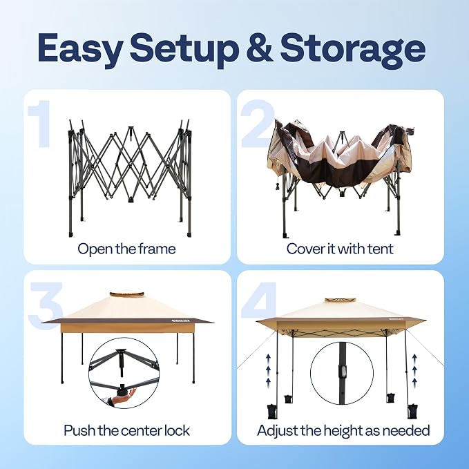 VIVOHOME10x10ft Pop Up Canopy Tent One Push Setup Outdoor Portable Shelter Tent - Image 6