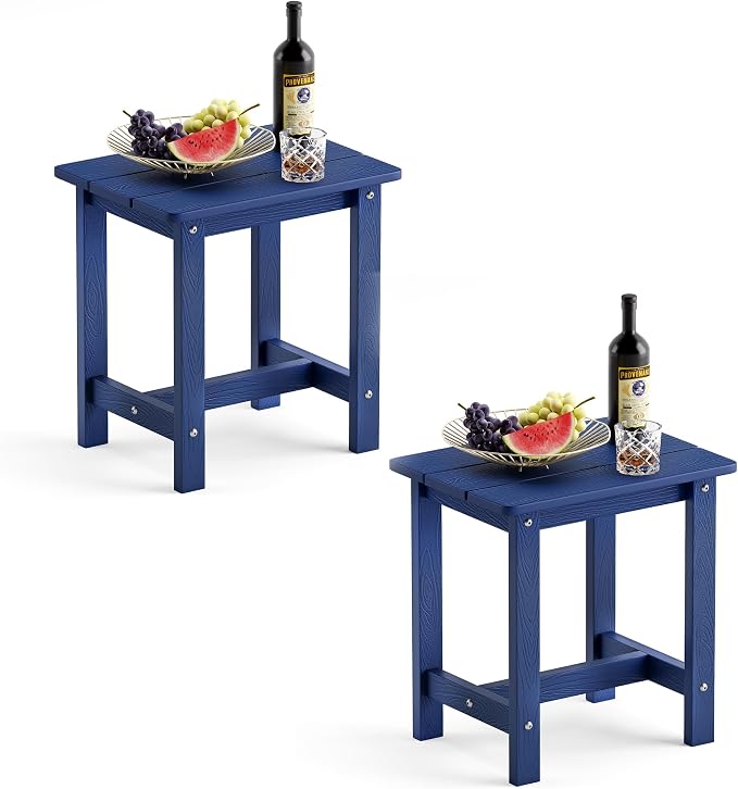 LUE BONA Outdoor Side Table Set of 2, HDPS Small Outdoor Table, Adirondack Side by LUEBONA