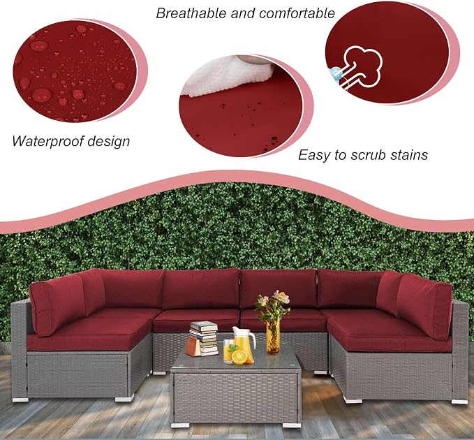 14 Piece Outdoor Patio Cushion Cover Replacement, Waterproof Patio Cushion - Image 4