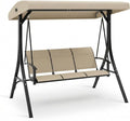 3-Seat Patio Swing Chair, Outdoor Porch Hanging Chairs by GarveeLife