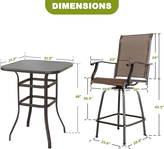 NUU GARDEN 5 Piece Patio Bar Set - Image 6