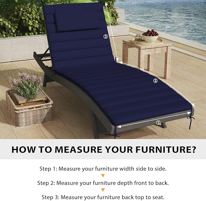Sundale Outdoor Olefin Quilted Lounge Cushion Set of 2, Patio Foldable Chaise - Image 7
