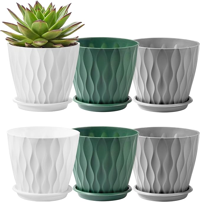 FaithLand 6-Pack 6-Inch Plastic Plant Pots by FaithLand