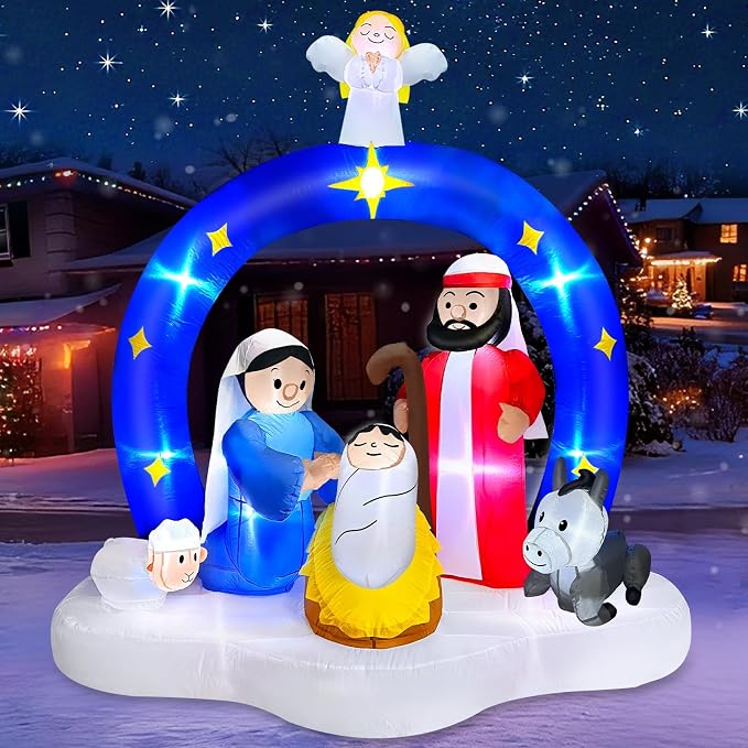 7 FT Tall Christmas Inflatables Nativity Scene by TURNMEON