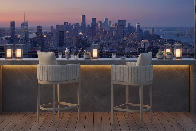 PURPLE LEAF Outdoor Bar Height Stools Set of 4 Aluminum Bar Chairs Modern - Image 2