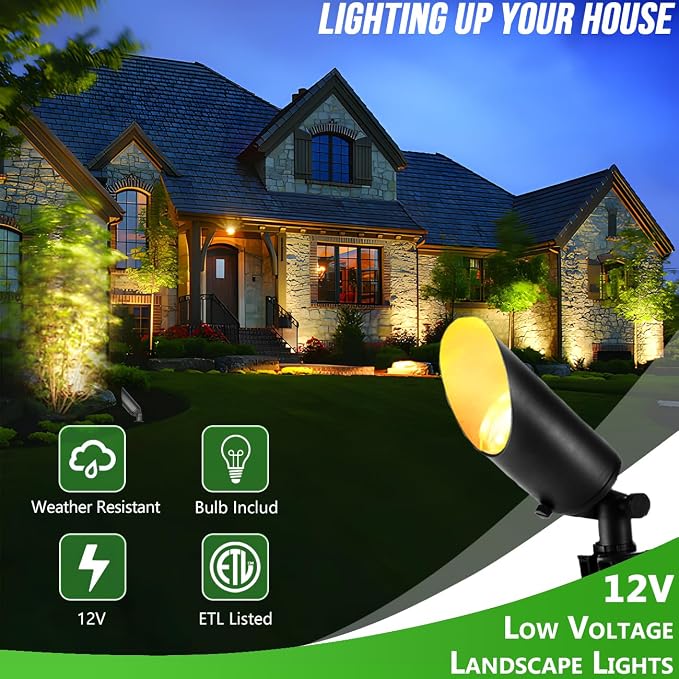 wowlite Landscape Spotlights Outdoor, 12V Low Voltage Landscape Lighting Fixture - Image 2