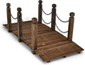 Tangkula 5 FT Wooden Garden Bridge, Arc Footbridge w/Safe Chain Railings by TANGKULA
