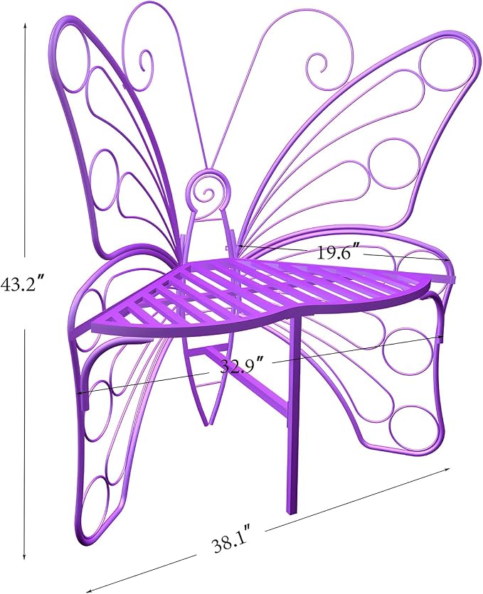 Butterfly Shaped Outdoor Bench, Outdoor Metal Chair Butterfly Bench - Image 2