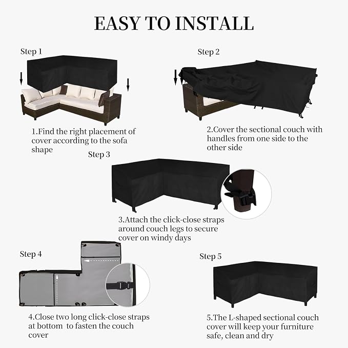 Easy-Going Patio L-Shaped Sectional Sofa Cover - Image 7