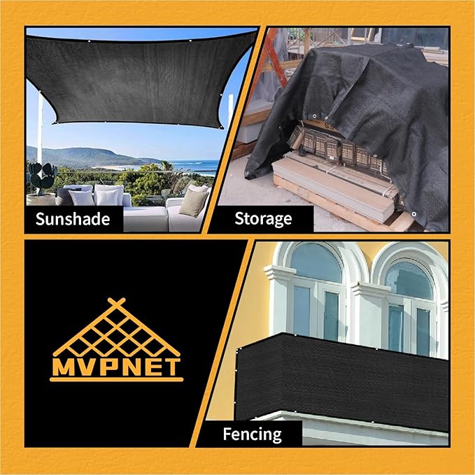 90% Black Sun Shade Cloth with Grommets 12x16 FT, 145GSM Heavy-Duty HDPE Mesh - Image 7