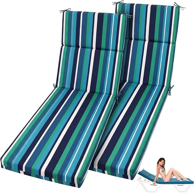 2 Pcs Indoor Outdoor Chaise Lounge Cushions Sponge Bench Outdoor Furniture by SmoothNovelty