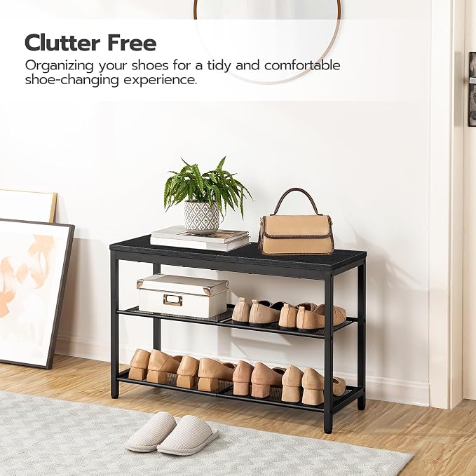 HOOBRO Shoe Bench, 3-Tier Shoe Rack, Industrial Shoe Organizer Storage Bench - Image 9