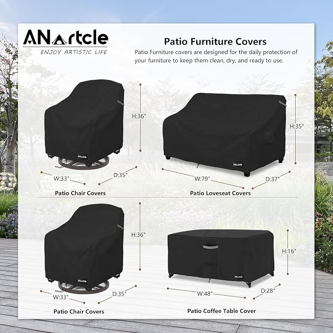 Patio Furniture Covers 4 Piece Set, 600D Waterproof Heavy Duty Outdoor - Image 2