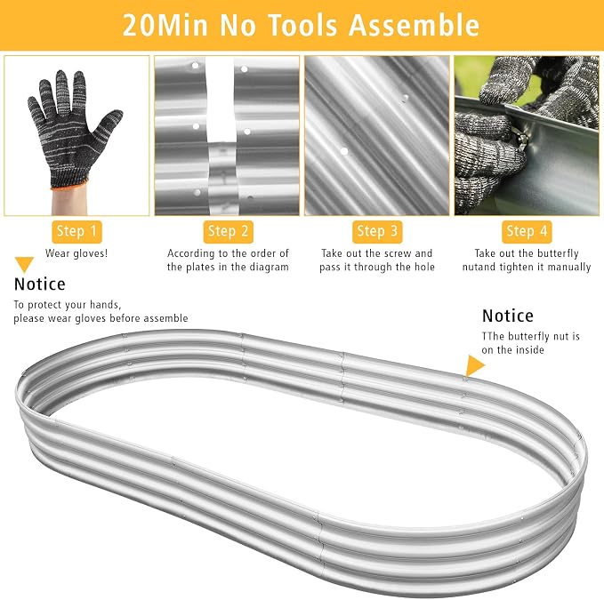 Garden 2Pcs 4x2x1ft Galvanized Raised Garden Bed Kit - Image 3