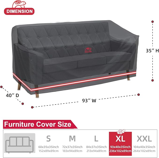 Turtle Life Patio Sofa Cover, Outdoor Heavy Duty Durable UV Water Resistant - Image 2