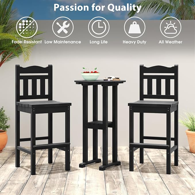 Sundale Outdoor 39 Inches Height Adirondack Bar Table, Patio HDPE Pub Height - Image 5