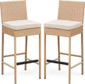 ECOTOUGE Outdoor Bar Stools Set of 2, Wicker Woven Patio Stools & Patio Bar by ECOTOUGE