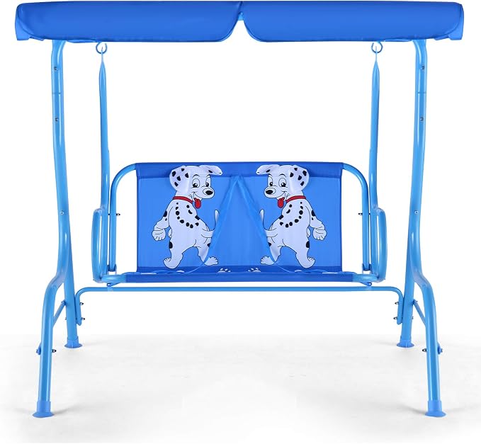 HONEY JOY Kids Patio Swing, 2-Seater Outdoor Porch Swing Lounge Chair, - Image 9