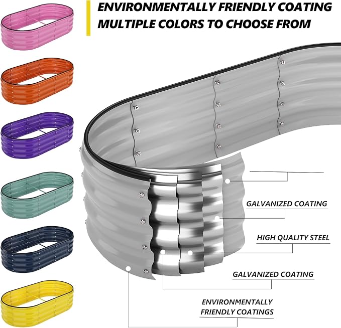 Galvanized Planter Outdoor Galvanized Metal Planter Round Raised Garden Bed Kit - Image 5